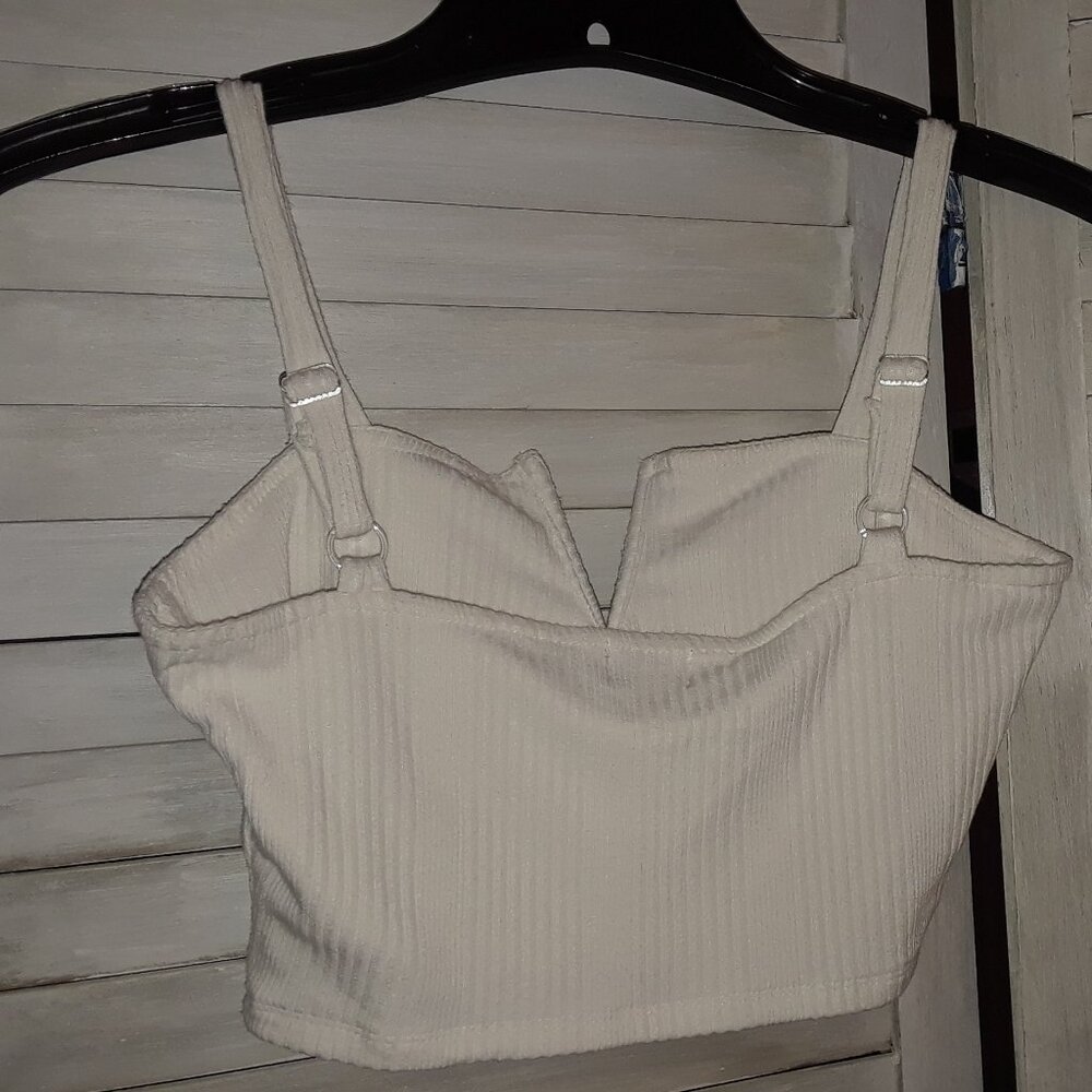 Madison & Berkeley Cropped Top Off-white Ribbed - Picture 3 of 9